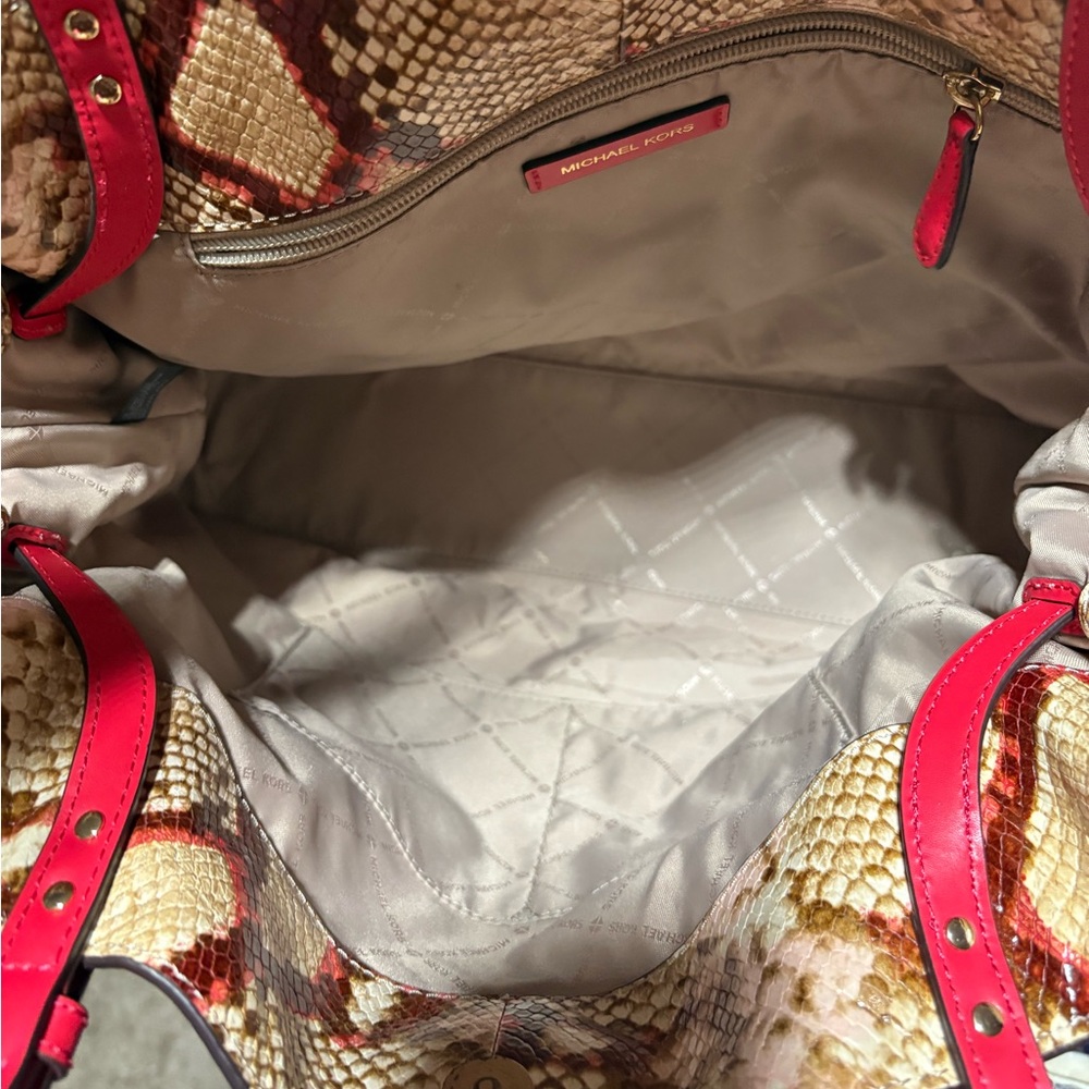 Michael Kors Brown Lenox Large Python Embossed To… - image 7